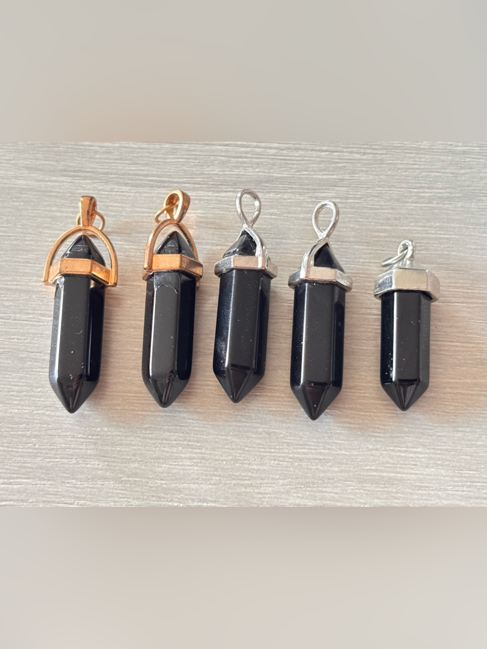 5 Onyx Crystal Point Pendants